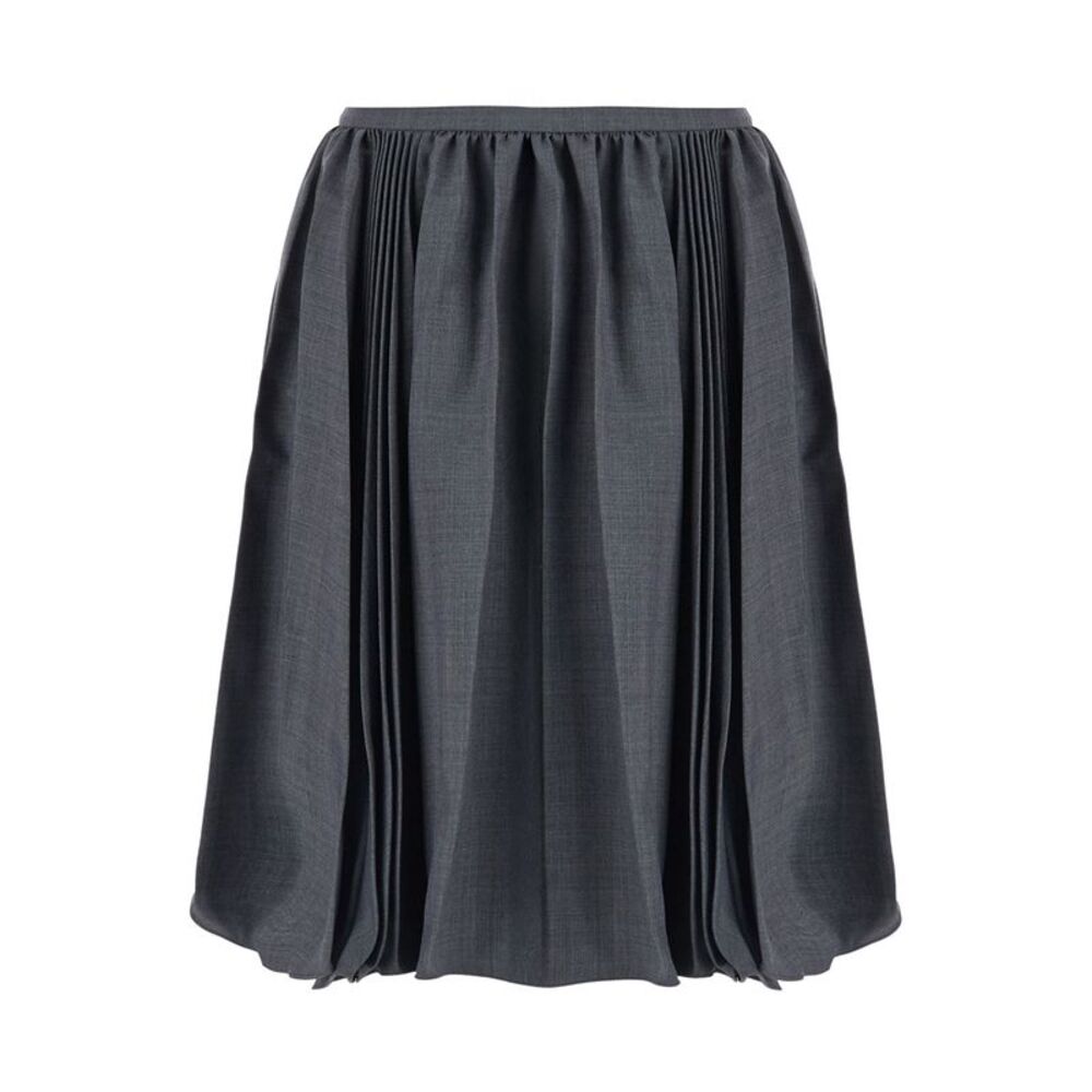 Shushu/Tong Women Grey Pleated Skirt In Wool And Fabric Women